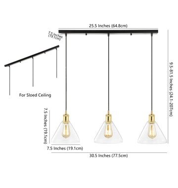 Kiawah Island 30.5" Metal/Glass Contemporary Modern LED Pendant - JONATHAN Y